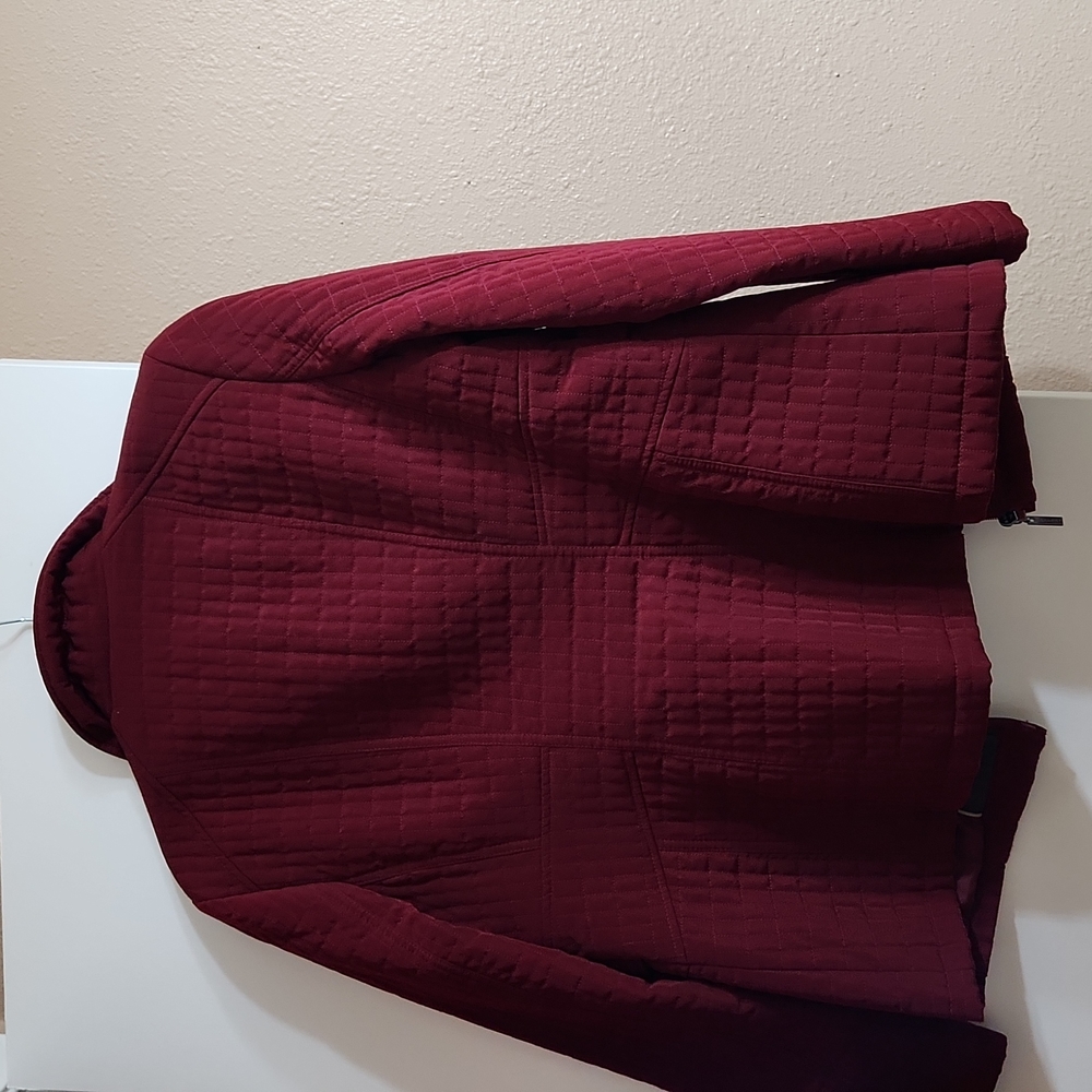 Gallery, Womens, Quilted Zip Coat, Maroon, Red and Pewter - Picture 13 of 14